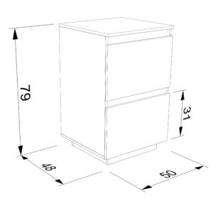 ابعاد اندازه فایل دو کشو مدل رایا برند میزونا