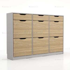 جاکفشی داشبوردی شش درب افقی کشودار (طوسی – نوک مدادی)