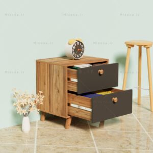 پاتختی دو کشو دستگیره چوبی – طول 50